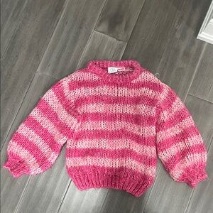 Zara Pink and Light Pink Striped Chunky Sweater, girls size 4T